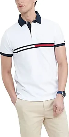 TOMMY HILFIGER Men's TH FLEX Slim Fit Striped Polo Shirt Navy And White XS  S M