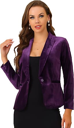 Allegra K Women's Office Coat Solid Shawl Collar Button Velvet Blazer 