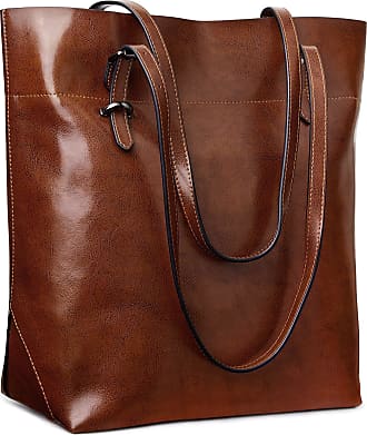 S-ZONE Women Genuine Leather Satchel Handbag Work Tote Shoulder Purse Crossbody Bag