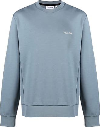 Calvin Klein Monogram Logo Jacquard Crewneck Sweater in Blue for