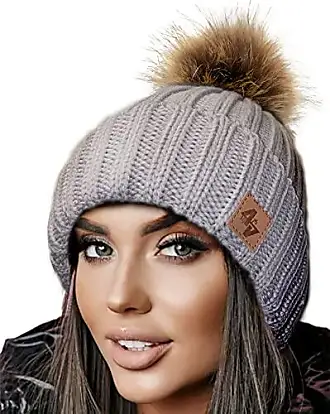 Marron FEMME Bonnet en tricot à pompons amovibles pour femmes 2055500