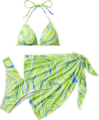 SOLY HUX Girl's 3 Piece Swimsuits Floral Print Bikini Bathing Suits with Beach Skirt 