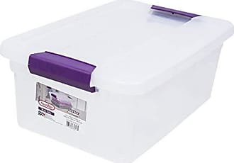 64 Qt. Latching Box Plastic, Blush Pink Tint, Set of 6 Storage Box