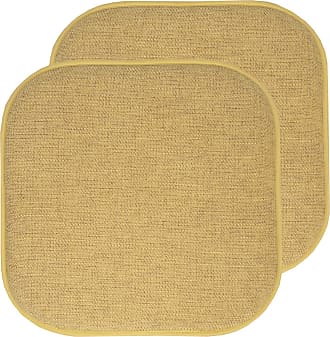Sweet Home Collection Chair Cushion Memory Foam Pads Honeycomb Pattern Slip Non Skid Rubber Back Rounded Square 16 x 16 Seat Cover Alexis Linen/Beige 4 Pack