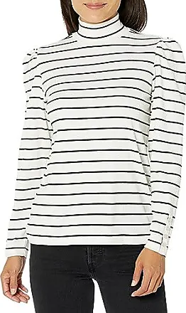 Jones New York Women's 3/4 Sleeve Roll Tab Boat Neck Shirt, Black, Small at   Women's Clothing store: Shirts