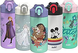 Zak Designs Disney Mickey Mouse One Touch Button Water Bottles with  Reusable Built in Straw Carrying Strap - Safe Approved BPA Free Easy to  Clean for Kids Girls Boys Goodies Home Travel