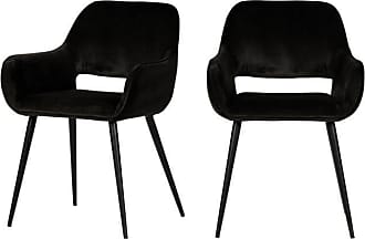 Lot de 2 chaises en velours noir pieds en métal argenté ROCCO