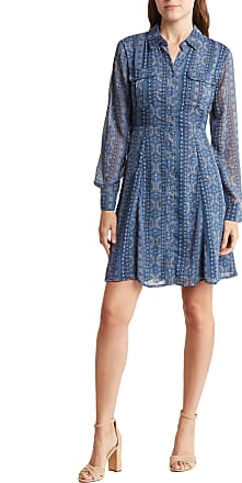 Lucky Brand Women's Dress - Front Button Down Long Sleeve Casual Shirt Dress  - Ruffled Flowy Mini for Women (S-XL), Size Small, Brown Floral at   Women's Clothing store