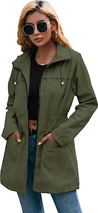 Romanstii Womens Waterproof Rain Jacket Hooded Raincoat Lined Outdoor Windbreaker Long Sleeve Zipped Trench Coats