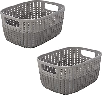 NEW Grey Small Plastic Lace Storage Basket  Kitchen Organiser Narrow Baskets 