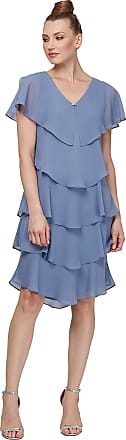 S.L. Fashions Womens Tiered Pebble Dress (Petite and Regular Sizes), Cornflower, 18