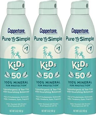 Coppertone Pure and Simple Kids Sunscreen Spray SPF 50, Zinc Oxide Mineral Sunscreen for Kids, Tear Free, Water Resistant, Broad Spectrum SPF 50 Sunscreen, Bulk 