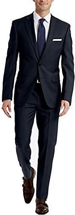 calvin klein navy solid slim x fit suit