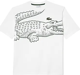Lacoste Camiseta técnica de manga corta para hombre con cuello redondo de  cocodrilo grande