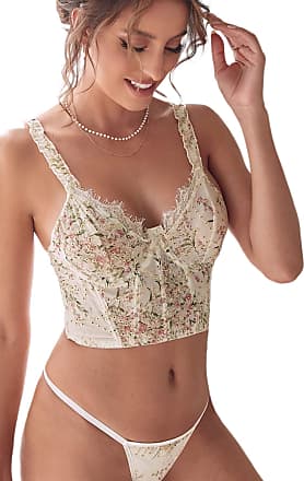 WOWENY Women Camisole Crop Tops Padded Vest Bra Half Cami Floral Lace Bralette Longline Wireless Bustier Sleeping Bra 