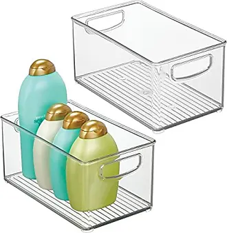  mDesign Stackable Plastic Bathroom Storage Box, Hinge Lid,  Container for Organizing Soap, Body Wash, Shampoo, Conditioner, Hand  Towels, Hair Accessories, Lumiere Collection, 2 Pack, Clear : Home & Kitchen