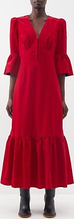 Cefinn Daphne V-neck Corduroy Maxi Dress - Womens - Red