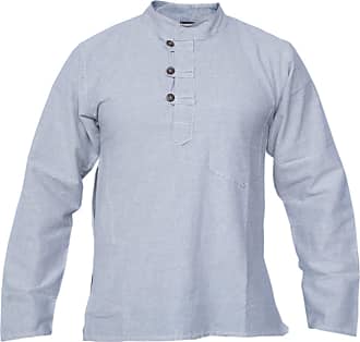 Gheri Mens Hemp Cotton Lace Up V Neck Grandad Shirt 