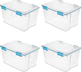 Sterilite 32 Qt Gasket Box, Stackable Storage Bin with Latching Lid and  Tight Seal Plastic Container to Organize Basement, Clear Base and Lid,  12-Pack