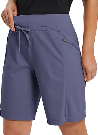 Buy BALEAF Women's 12 Atheltic Long Shorts Knee Length High Waisted  Bermuda Shorts with Pockets, Black, Large at