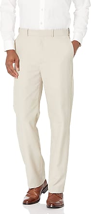 Savane Mens Flat Front Textured Linen Pants, Natural, 40W x 29L
