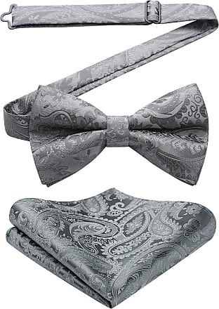 Charcoal Mens Pre-Tied Bow Tie Suede Plain Formal Classic Bowtie by DQT 