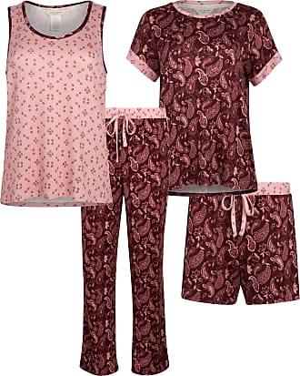 Sexy & Sweet 4-Piece Pajama Set - Pink and Black in Women's Jersey, Pajamas  for Women