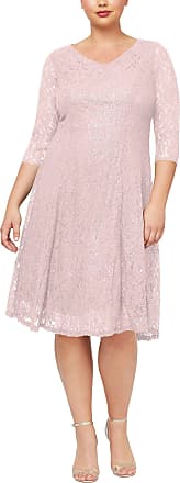 S.L. Fashions Womens Plus Size Sequin Lace Fit and Flare Dress, Faded Rose, 18W