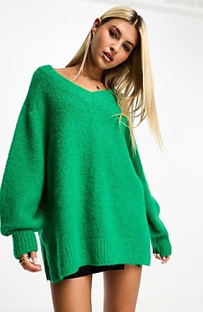 Women's Slouchy Stitch Knitted Jumper in Forest Pine Green