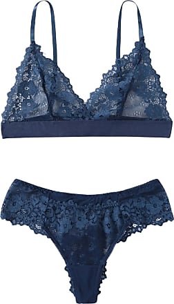 SweatyRocks Women's Floral Lace Scallop Underwire Lingerie Set Bra and Panty 