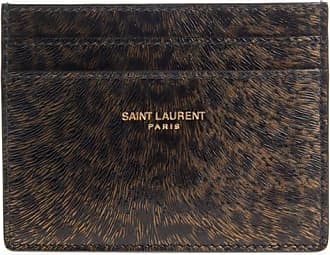 Saint Laurent Paris logo-print cardholder, Green