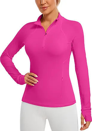 CRZ YOGA Women's Long Sleeve Quarter Zip Pullover Slim Fit Athletic Yoga  Tops Workout Running Shirts with Thumbholes, Turquoise, XX-Small :  : Clothing & Accessories