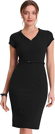 Allegra K Women's Elegant Contrast Ruffle Stand Collar Bow Tie Puff Sleeve  Office Dress Black X-Small