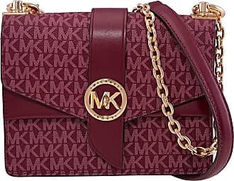 Michael Kors Red Ladies Greenwich Small Logo and Leather Crossbody Bag