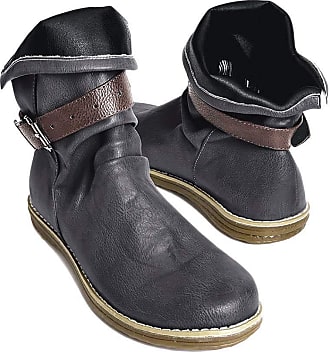 womens black flat boots uk