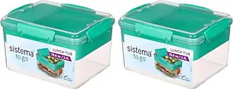 Sistema 1.24L Lunch Stack Square to Go Assorted Colours, Polypropylene,  1.24 Litre