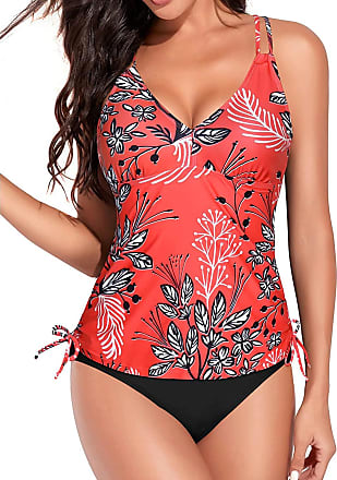 Holipick Two Piece Tankini Swimsuits for Women Tummy Control Bathing Suit  Ruffle V Neck Tankini Top with Bikini Bottom