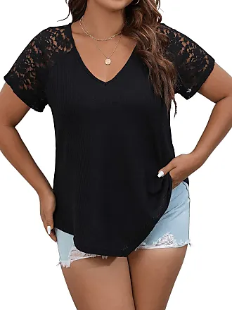 SOLY HUX Womens Plus Size Bodysuit Scoop Neck Short Sleeve T Shirts Skinny  One Piece Bodysuit Summer Basic Tops Solid Black 0XL at  Women's  Clothing store