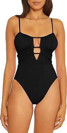 Shirred Front One-piece Swimsuit - Black