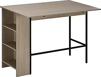 Table de cuisine pliable table à manger pliante 2 plateaux rabattables avec  2 tiroirs 1 placard et 1 étagère de rangement 120 x 60 x 76,5 cm - gris  foncé