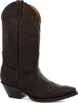 Grinders Mens Maverick Black Unisex Leather Ankle  Boot Western Cowboy Boots