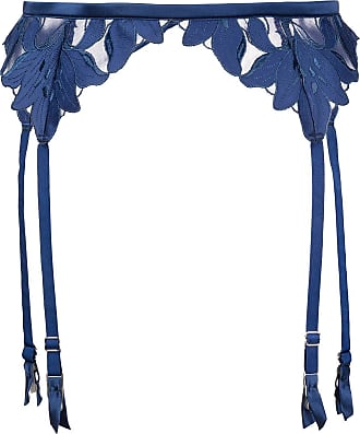 Fleur du Mal Lily embroidered garter belt - Blue