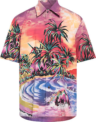 Terry jersey Hawaiian shirt with carretto print in Red