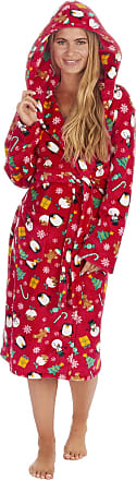 Gimbles® New Womens Forever Dreaming Owl or Fox Xmas Gift Novelty Hooded Fleece Night Robe Dressing Gown 