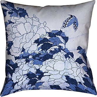 ArtVerse Katsushika Hokusai 20 x 20 Spun Polyester Double Sided Print with Concealed Zipper & Insert Japanese Cranes in Blue and Purple Pillow 