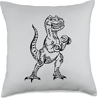 18x18 Multicolor SEEMBO Dinosaur Weight Lifting Dumbbells Gym Workout Fitness Throw Pillow 
