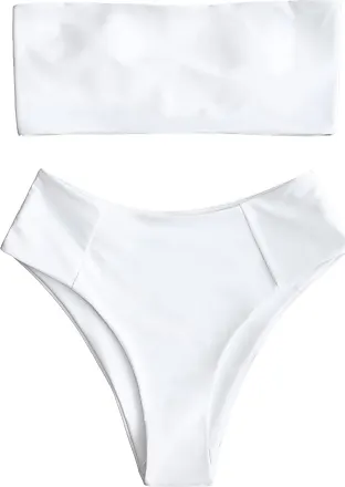  ZAFUL Women's High Cut Plain Bikini Bottom Mid Waist