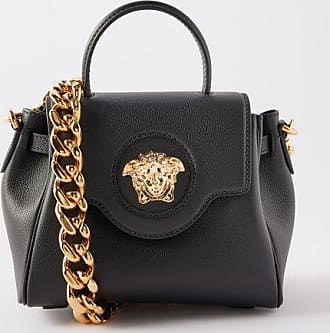VERSACE Quilted small glossed-leather shoulder bag