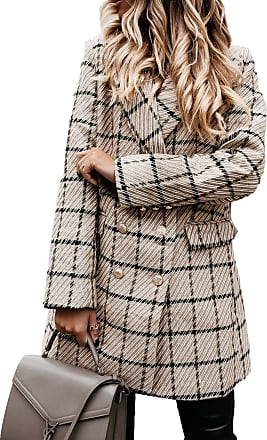 Onsoyours Womens Blazers Plaid Tweed Jacket Long Sleeve Dress Lapel Collar Double Breasted Houndstooth Elegant Coats Vintage Cardigans Plus Size Work Office Plus Size Top