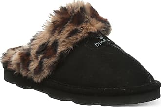 Bearpaw Womens Loki II Slide Slipper, Black/Leopard Fur, 10 UK